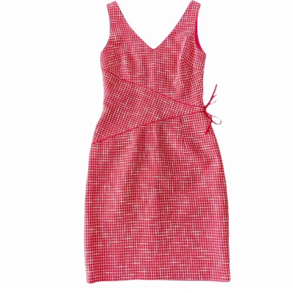 David Meister Windowpane Tweed Dress SZ 8